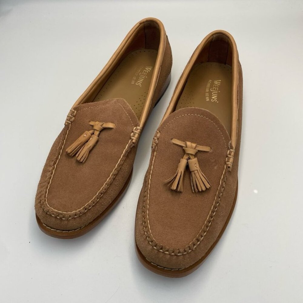 GH Bass Tassel Weejuns Loafers Men's 10 Tan Suede Leather Classic Neutral